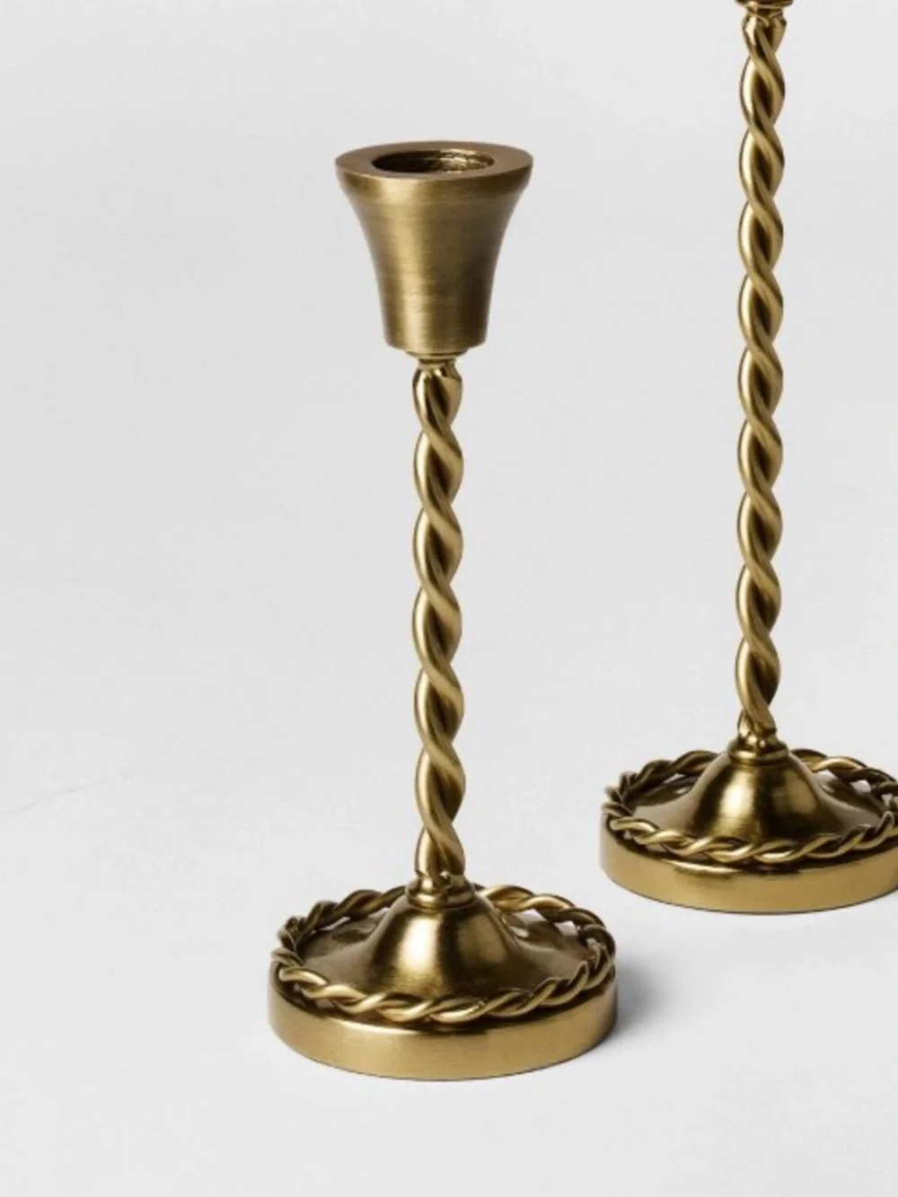 NEW 2 Threshold Studio McGree Small Braided Metal Taper Candle Holders